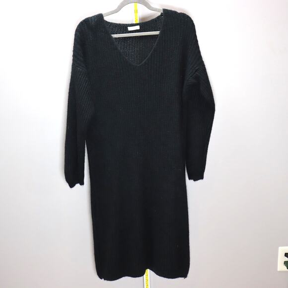 Black Mohair Blend Knit Sweater Dress Made in Italy – Size Medium Approx - Picture 1 of 4